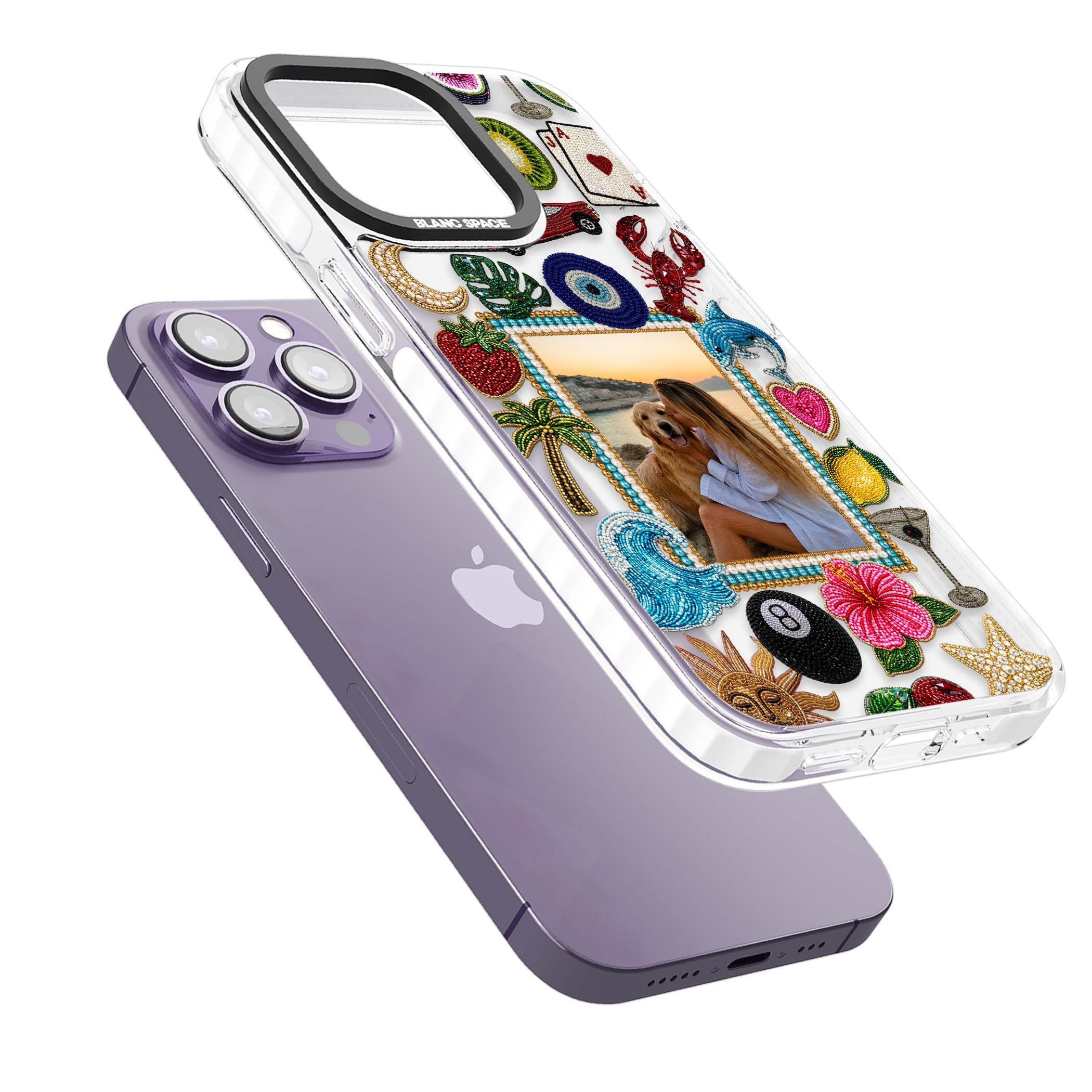 Beaded Photo coastal iPhone case | Clear Impact case for iPhone 13 Pro, iPhone 14 Pro, iPhone 15 Pro