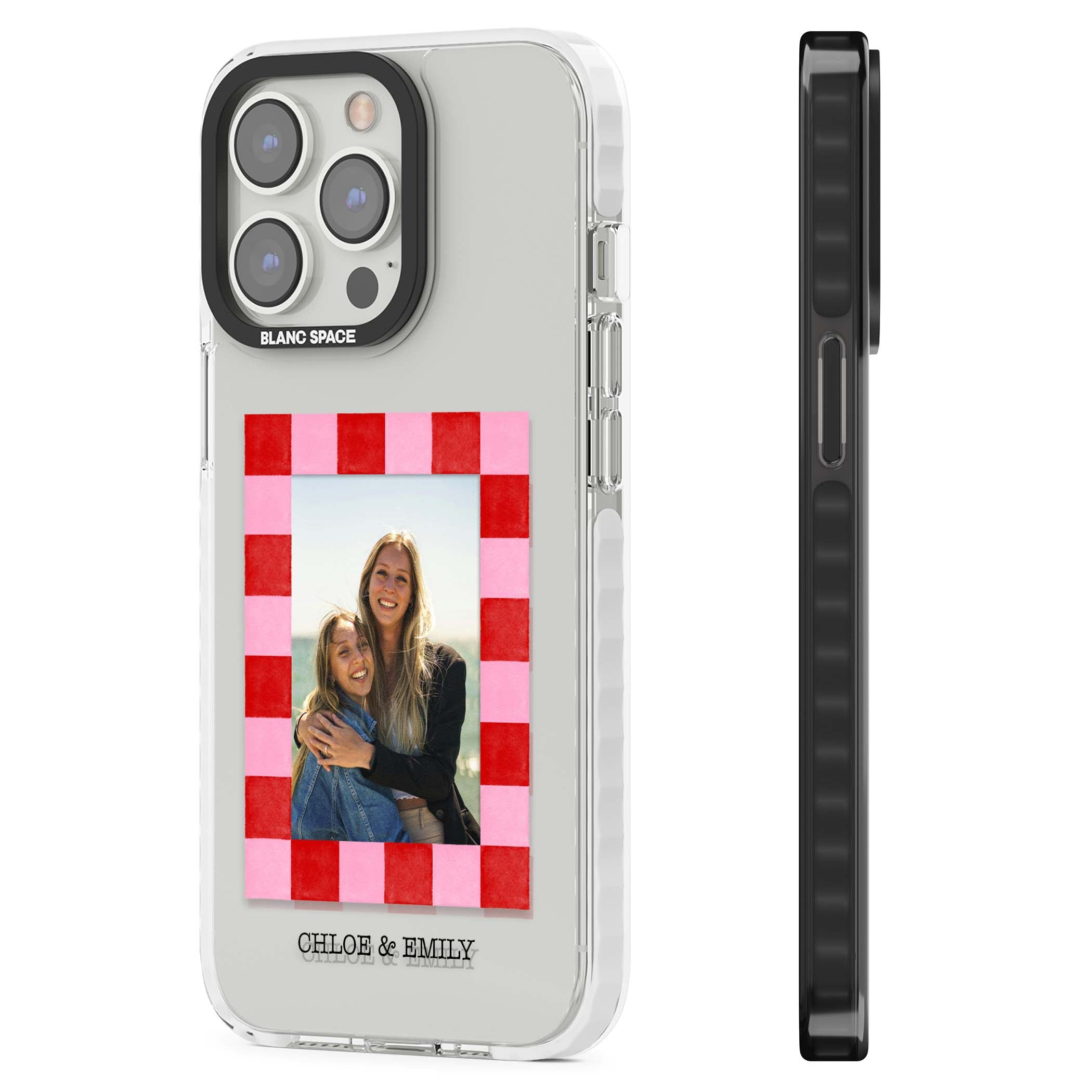 Bubblegum Check Photo for her iPhone case | Clear Impact case for iPhone 13 Pro, iPhone 14 Pro, iPhone 15 Pro