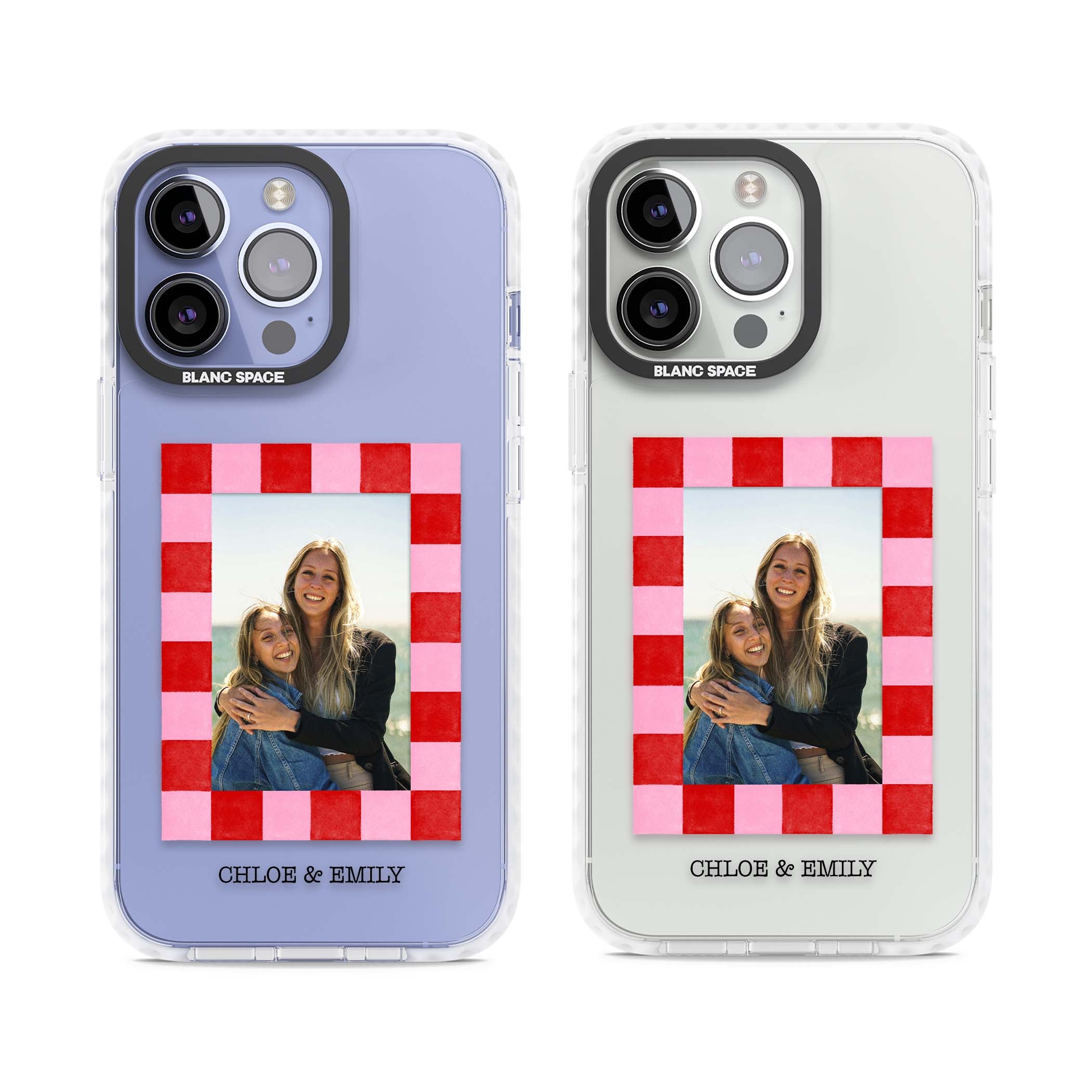 Bubblegum Check Photo for her iPhone case | Clear Impact case for iPhone 13 Pro, iPhone 14 Pro, iPhone 15 Pro