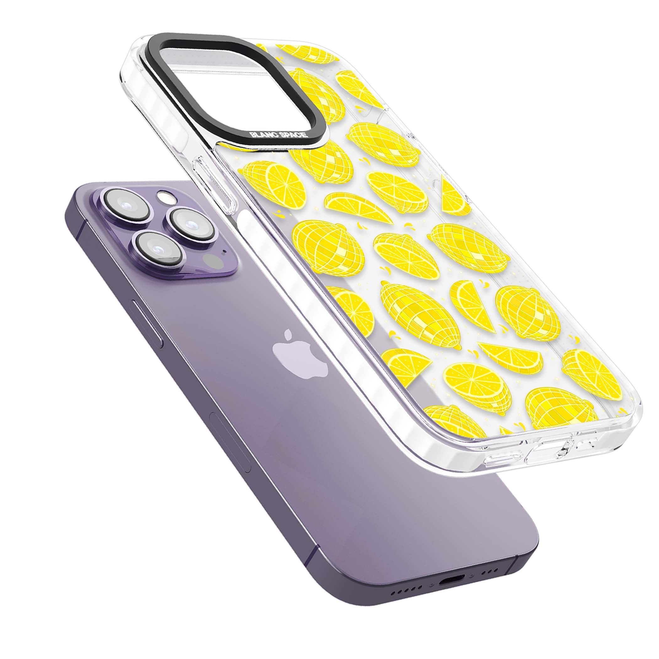 Disco Lemons citrus iPhone case featuring mirrorball lemons, sliced fruit and sparkle accents | Clear Impact case for iPhone 13 Pro, iPhone 14 Pro, iPhone 15 Pro