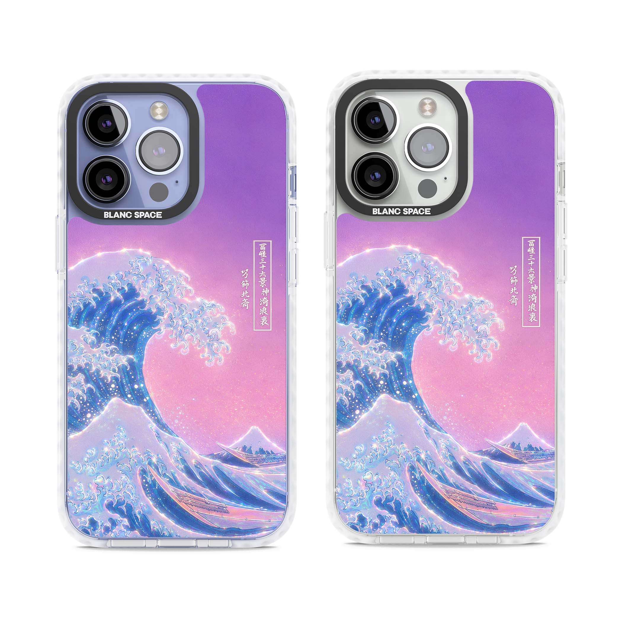 The Great Opal Wave Japanese iPhone case featuring Hokusai's great wave in iridescent pastels with lilac sky and Mou | Clear Impact case for iPhone 13 Pro, iPhone 14 Pro, iPhone 15 Pro
