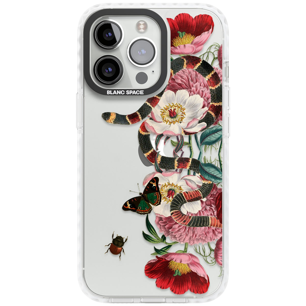 Floral Snake iPhone 13 Pro / iPhone 13 Pro Max / iPhone 14 Pro / iPhone 14 Pro Max / iPhone 15 Pro / iPhone 15 Pro Max Impact Clear Phone Case front