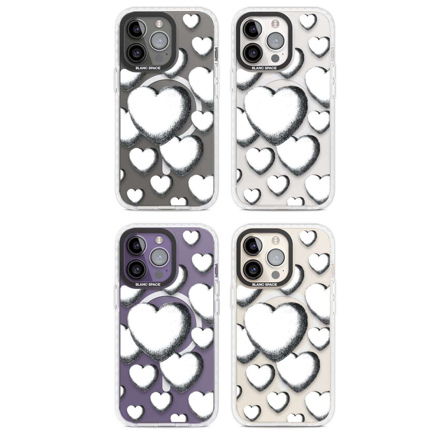 Hand-Drawn Hearts Magsafe Impact Phone Case for iPhone 13 Pro, iPhone 14 Pro, iPhone 15 Pro