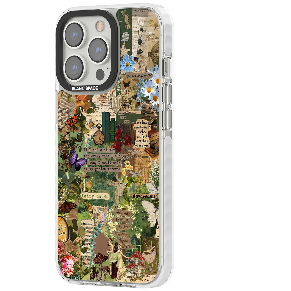 Enchanted Collage iPhone 13 Pro / iPhone 13 Pro Max / iPhone 14 Pro / iPhone 14 Pro Max / iPhone 15 Pro / iPhone 15 Pro Max Impact Pro Clear Phone Case side