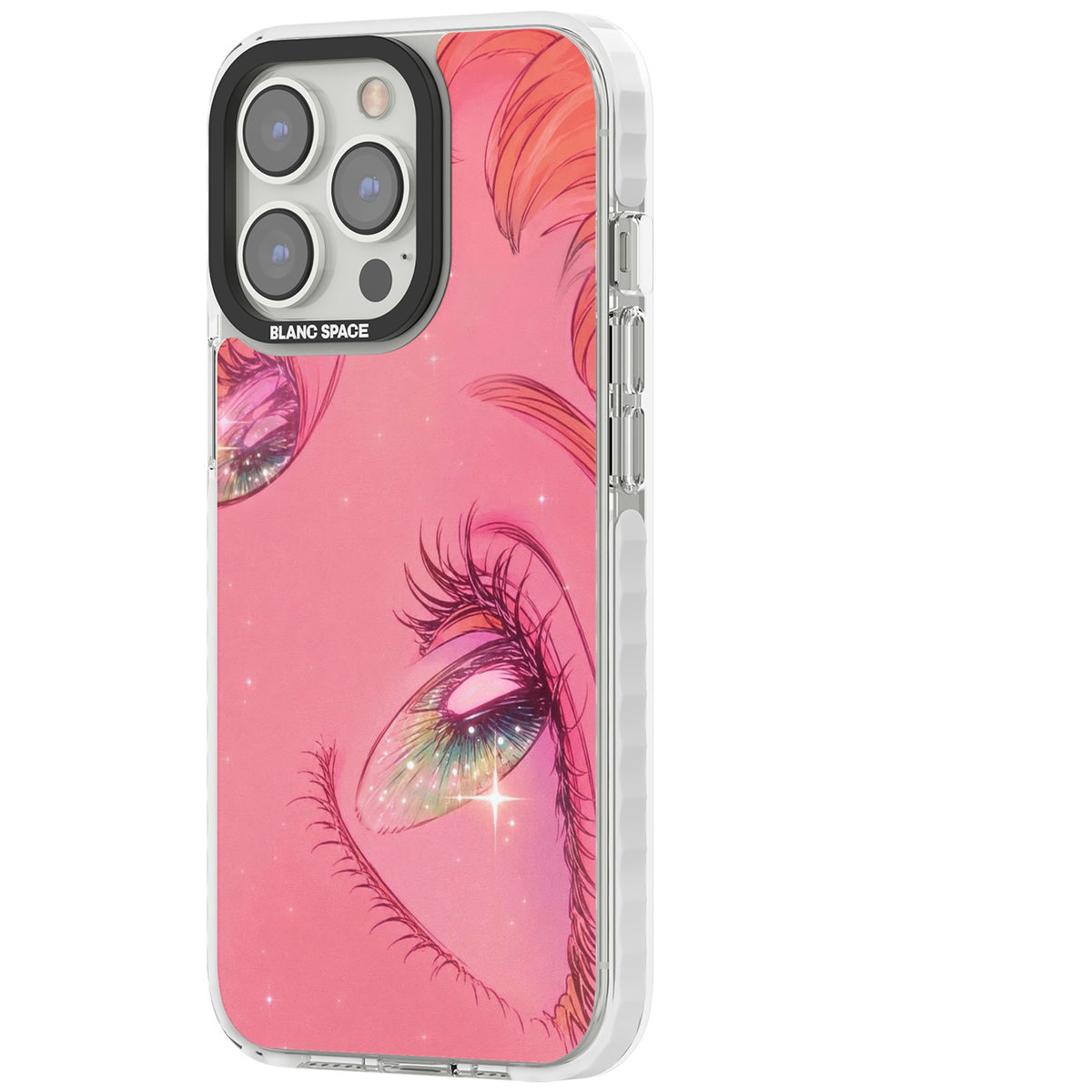 Pink Ethereal Gaze iPhone 13 Pro / iPhone 13 Pro Max / iPhone 14 Pro / iPhone 14 Pro Max / iPhone 15 Pro / iPhone 15 Pro Max Impact Pro Clear Phone Case side