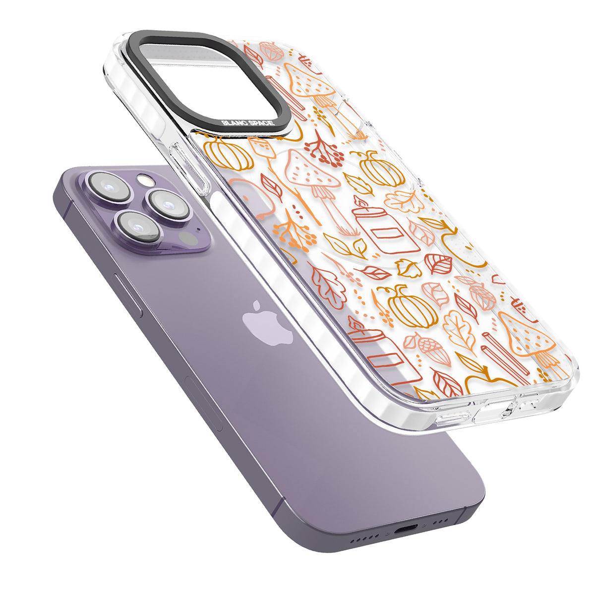 Autumn Line Pattern iPhone 13 Pro / iPhone 13 Pro Max / iPhone 14 Pro / iPhone 14 Pro Max / iPhone 15 Pro / iPhone 15 Pro Max Impact Pro Clear Phone Case angled