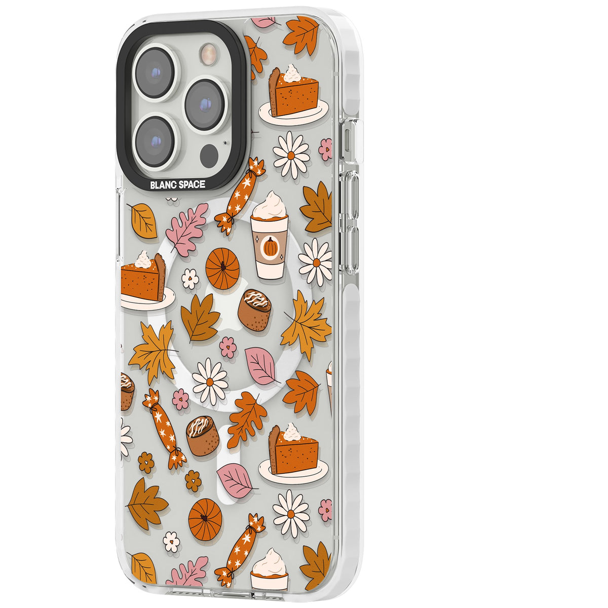 Pumpkin Spice iPhone 13 Pro / iPhone 13 Pro Max / iPhone 14 Pro / iPhone 14 Pro Max / iPhone 15 Pro / iPhone 15 Pro Max Impact Pro Clear Phone Case side