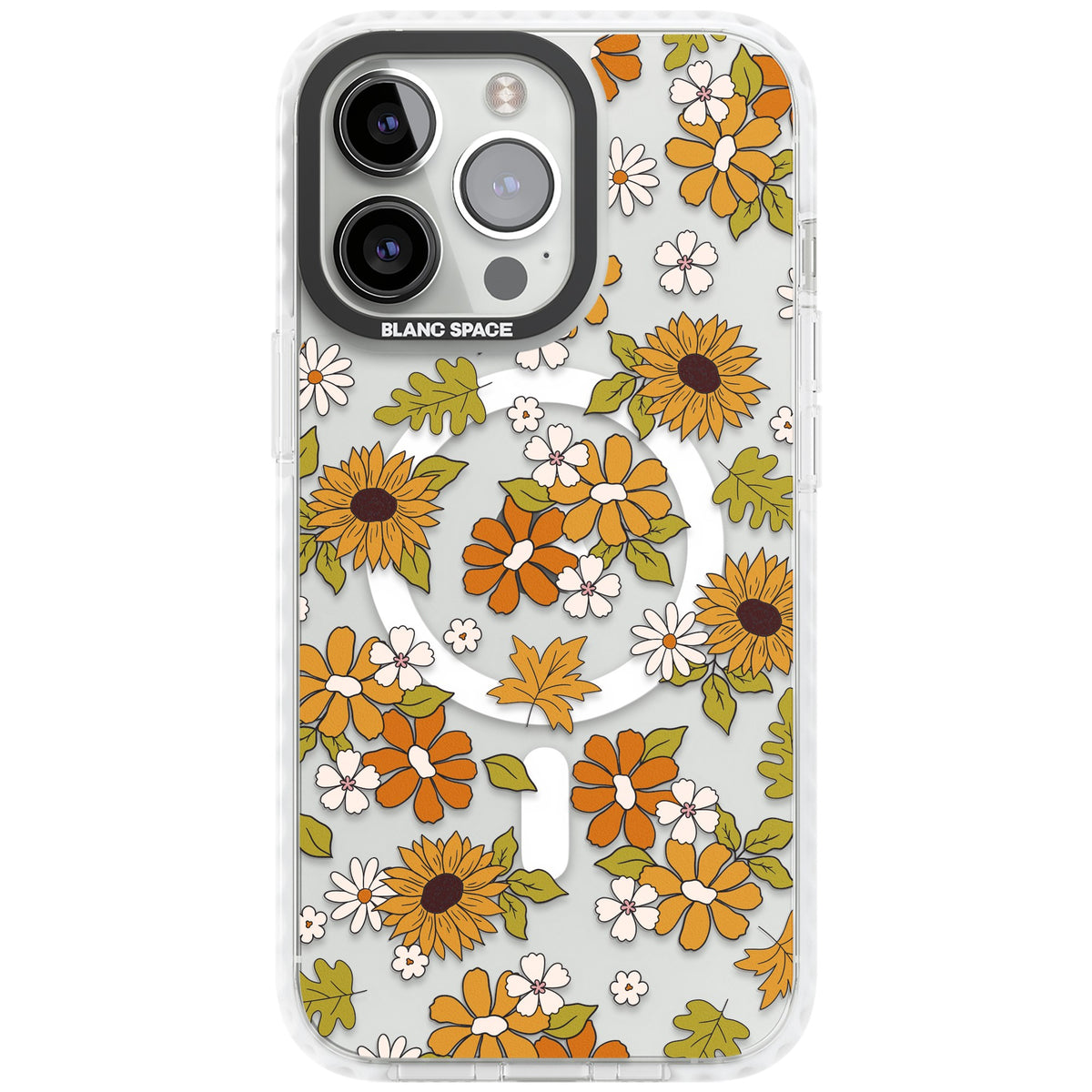 Boho Sunflowers iPhone 13 Pro / iPhone 13 Pro Max / iPhone 14 Pro / iPhone 14 Pro Max / iPhone 15 Pro / iPhone 15 Pro Max Impact Pro Clear Phone Case front