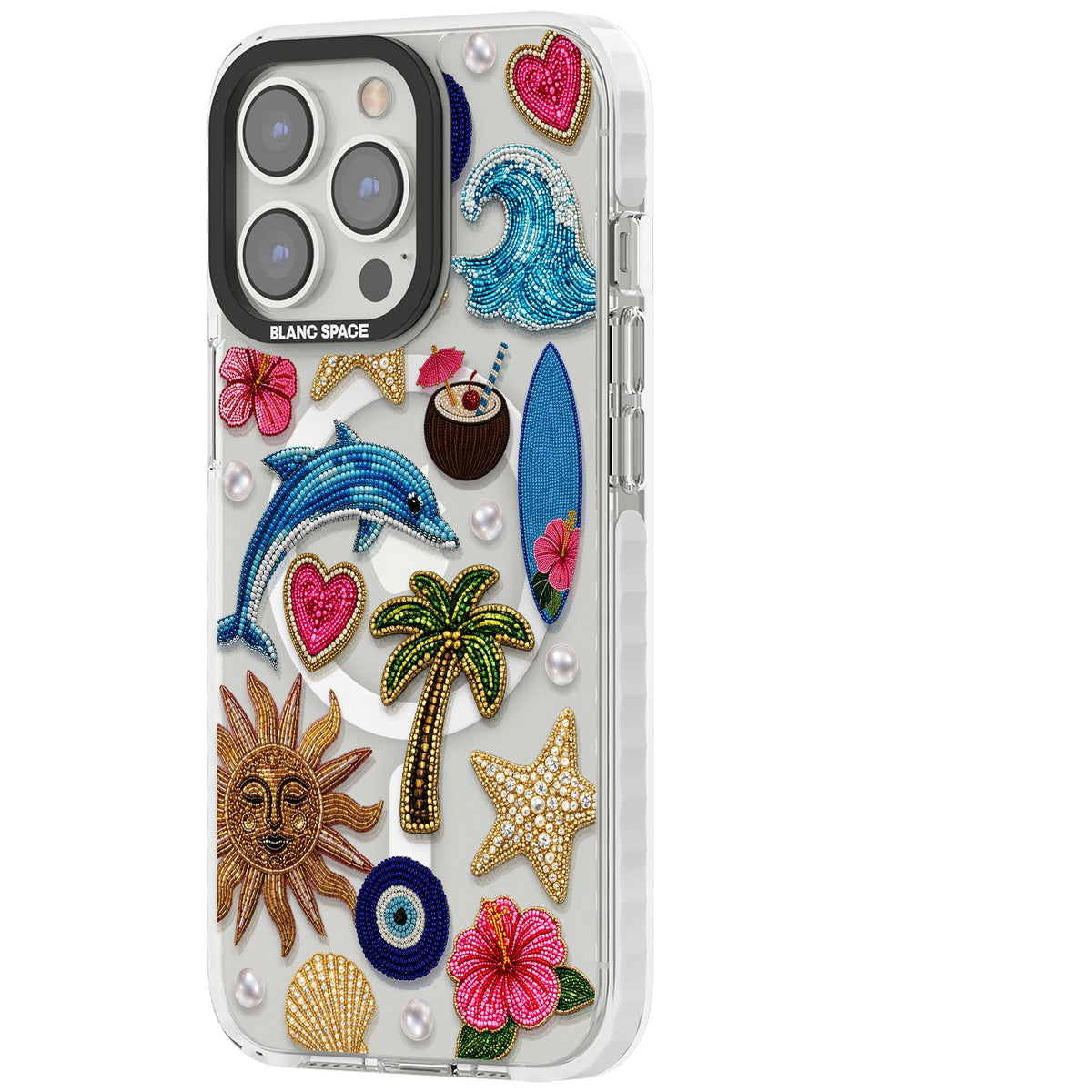 Beaded Beach iPhone 13 Pro / iPhone 13 Pro Max / iPhone 14 Pro / iPhone 14 Pro Max / iPhone 15 Pro / iPhone 15 Pro Max Impact Pro Clear Phone Case side