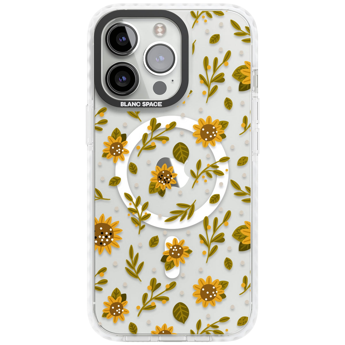 Bees & Sunflowers iPhone 13 Pro / iPhone 13 Pro Max / iPhone 14 Pro / iPhone 14 Pro Max / iPhone 15 Pro / iPhone 15 Pro Max Impact Pro Clear Phone Case front