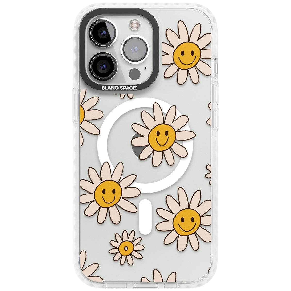 Daisy Faces iPhone 13 Pro / iPhone 13 Pro Max / iPhone 14 Pro / iPhone 14 Pro Max / iPhone 15 Pro / iPhone 15 Pro Max Impact Pro Clear Phone Case front