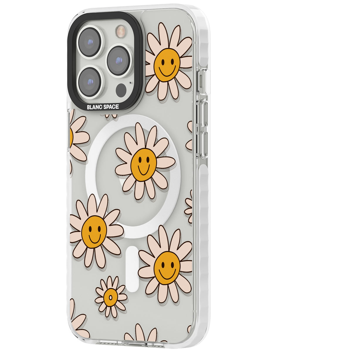 Daisy Faces iPhone 13 Pro / iPhone 13 Pro Max / iPhone 14 Pro / iPhone 14 Pro Max / iPhone 15 Pro / iPhone 15 Pro Max Impact Pro Clear Phone Case side