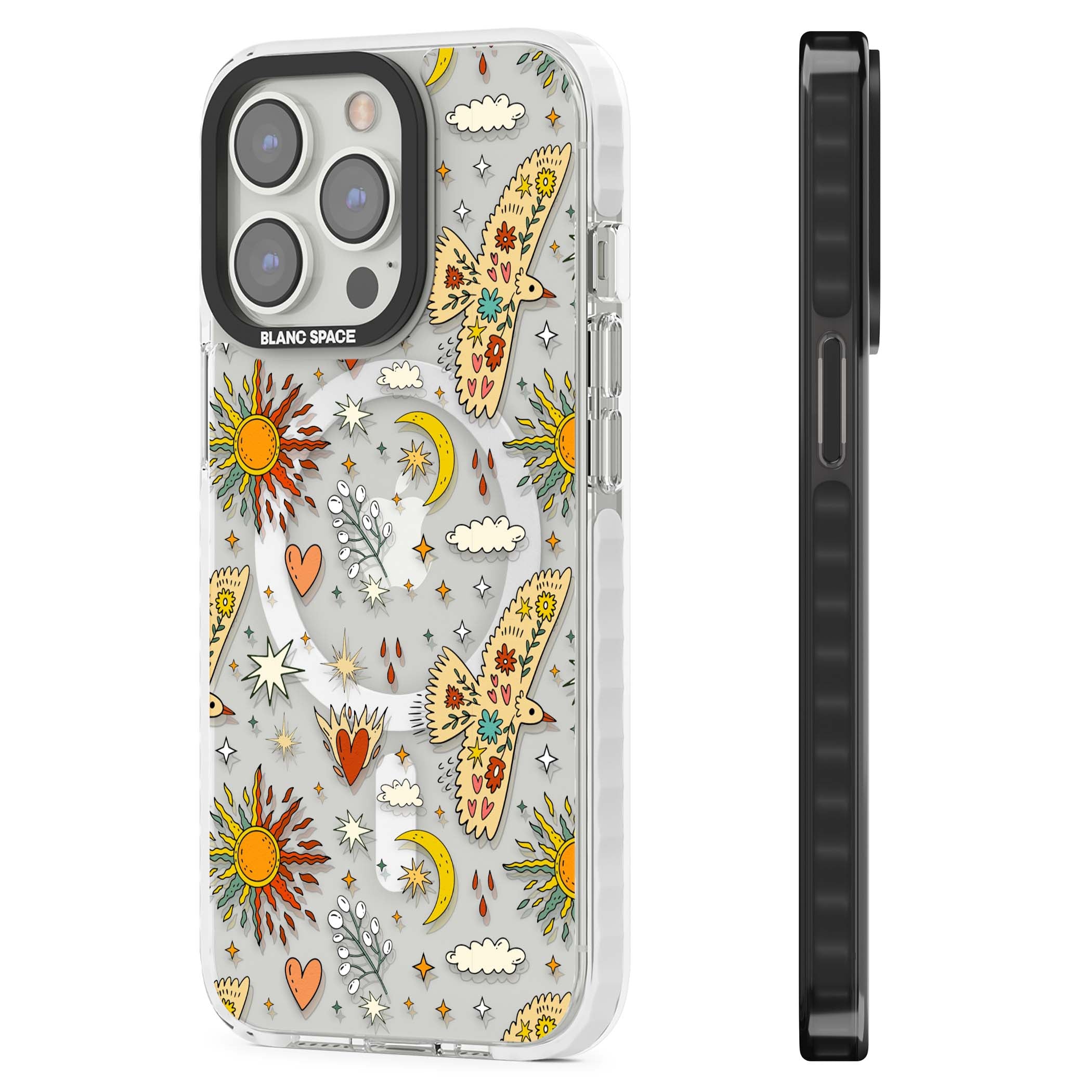 Elevate Your Phone'S Style With This Boho Celestial Sun & Eye Phone Case, Featuring A Mystical Blend Of Suns, All-Seeing Eyes, Butterflies, Stars, And