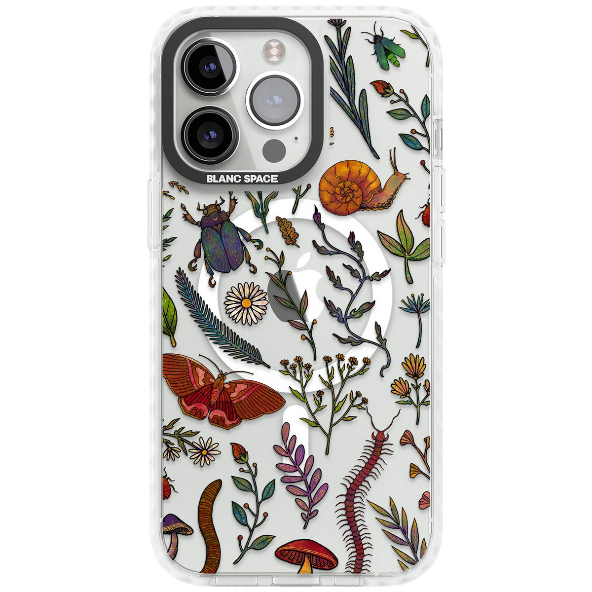 Bugs & Wildflowers iPhone 13 Pro / iPhone 13 Pro Max / iPhone 14 Pro / iPhone 14 Pro Max / iPhone 15 Pro / iPhone 15 Pro Max Impact Pro Clear Phone Case front