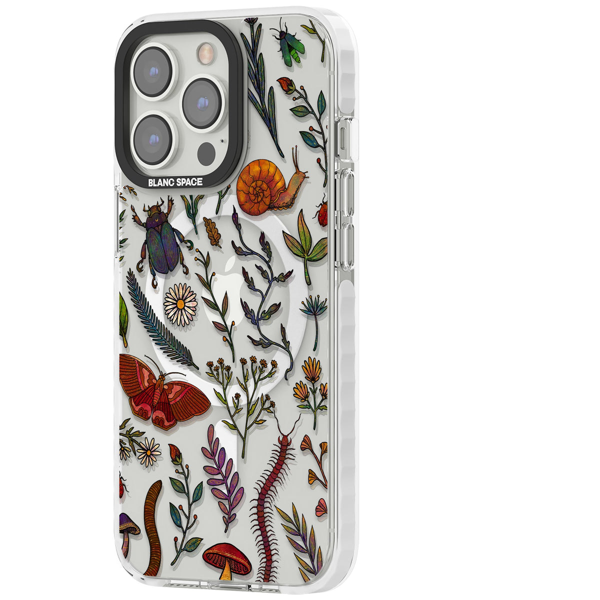 Bugs & Wildflowers iPhone 13 Pro / iPhone 13 Pro Max / iPhone 14 Pro / iPhone 14 Pro Max / iPhone 15 Pro / iPhone 15 Pro Max Impact Pro Clear Phone Case side