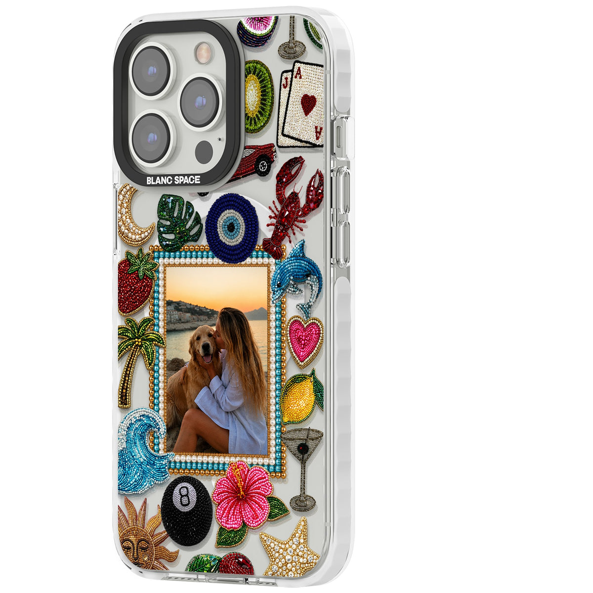 Personalised Beaded Photo iPhone 13 Pro / iPhone 13 Pro Max / iPhone 14 Pro / iPhone 14 Pro Max / iPhone 15 Pro / iPhone 15 Pro Max Impact Pro Clear Phone Case side
