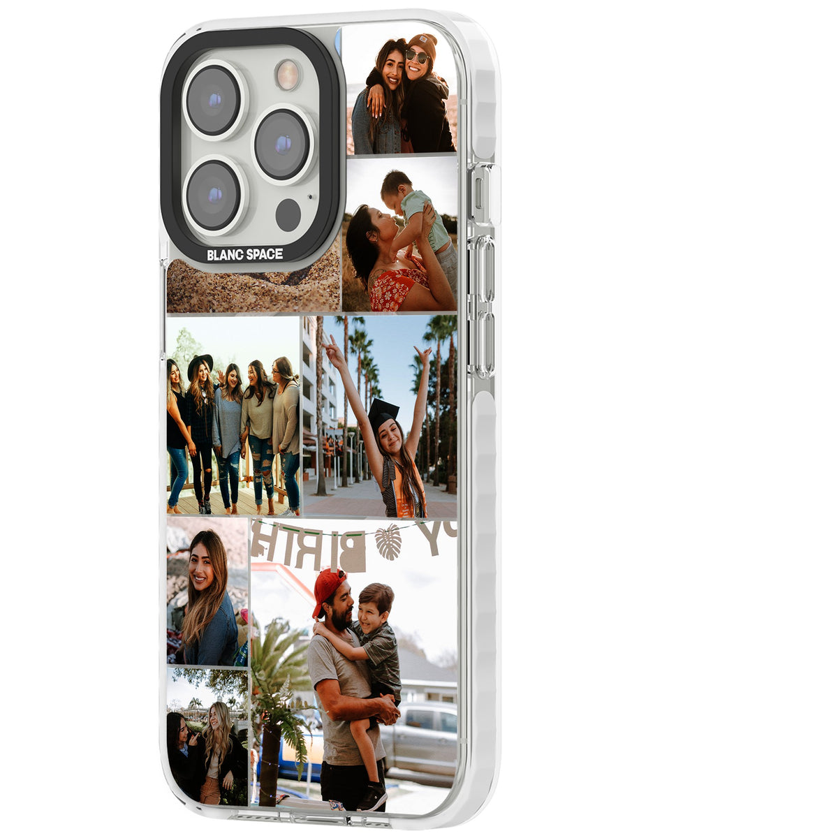 Personalised Photo Grid iPhone 13 Pro / iPhone 13 Pro Max / iPhone 14 Pro / iPhone 14 Pro Max / iPhone 15 Pro / iPhone 15 Pro Max Impact Pro Clear Phone Case side