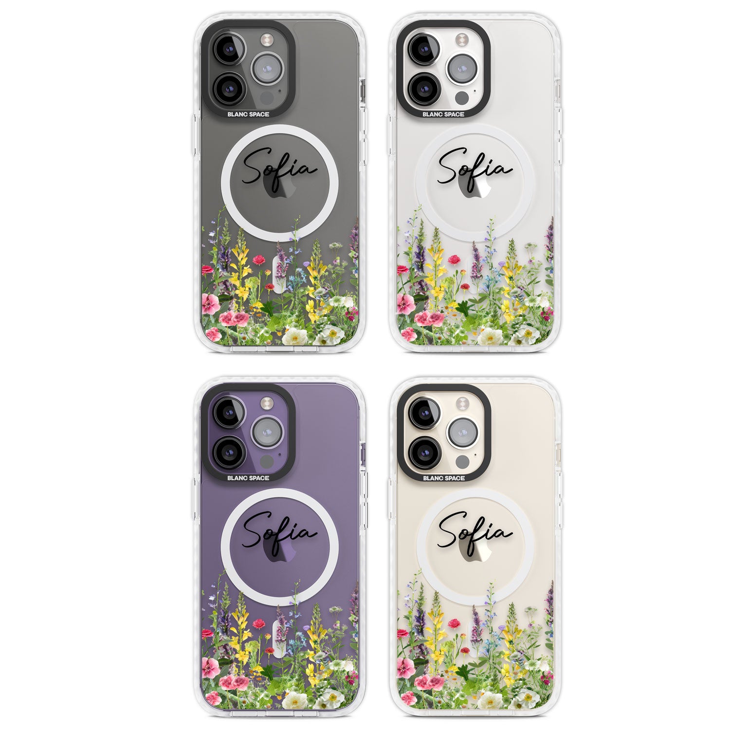Personalised Garden Wildfowers Magsafe Impact Phone Case for iPhone 13 Pro, iPhone 14 Pro, iPhone 15 Pro
