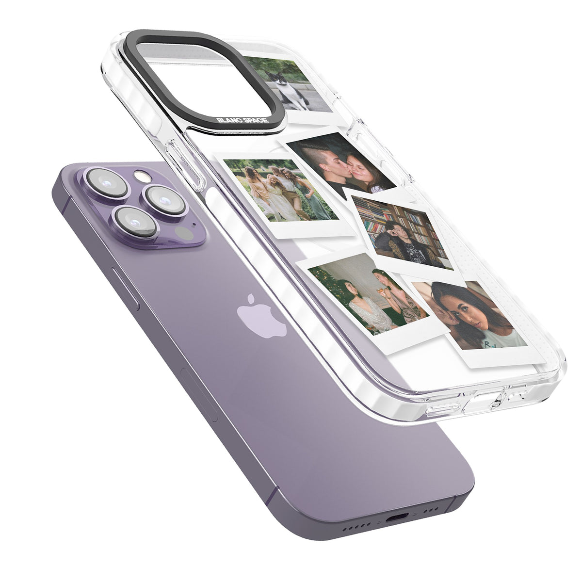 Personalised Classic Instant Photos iPhone 13 Pro / iPhone 13 Pro Max / iPhone 14 Pro / iPhone 14 Pro Max / iPhone 15 Pro / iPhone 15 Pro Max Impact Pro Clear Phone Case angled