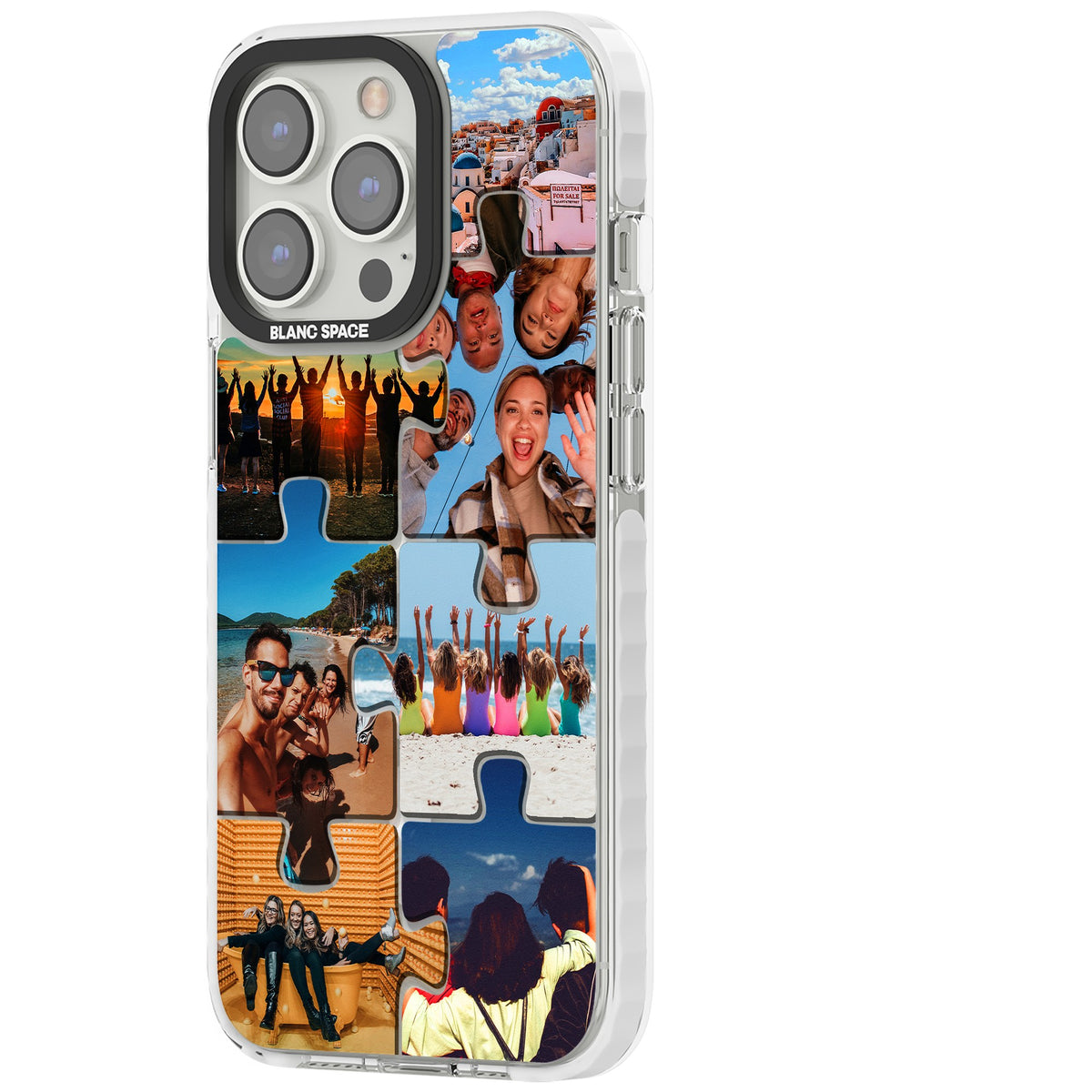 Personalised Jigsaw Photo Grid iPhone 13 Pro / iPhone 13 Pro Max / iPhone 14 Pro / iPhone 14 Pro Max / iPhone 15 Pro / iPhone 15 Pro Max Impact Pro Clear Phone Case side