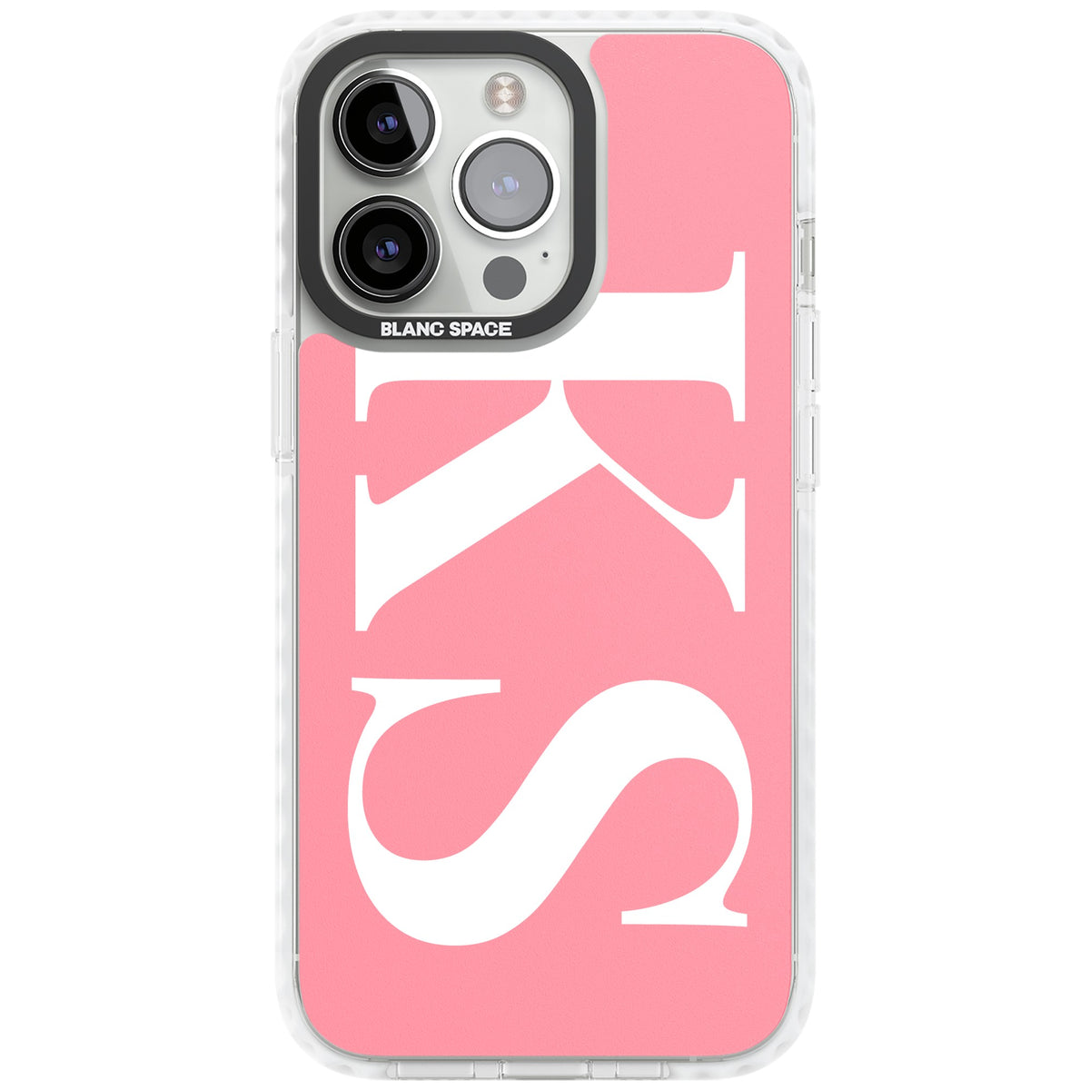 Personalised White & Pink Letters iPhone 13 Pro / iPhone 13 Pro Max / iPhone 14 Pro / iPhone 14 Pro Max / iPhone 15 Pro / iPhone 15 Pro Max Impact Pro Clear Phone Case front