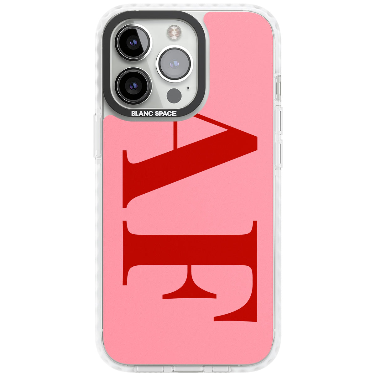 Personalised Red & Pink Letters iPhone 13 Pro / iPhone 13 Pro Max / iPhone 14 Pro / iPhone 14 Pro Max / iPhone 15 Pro / iPhone 15 Pro Max Impact Pro Clear Phone Case front