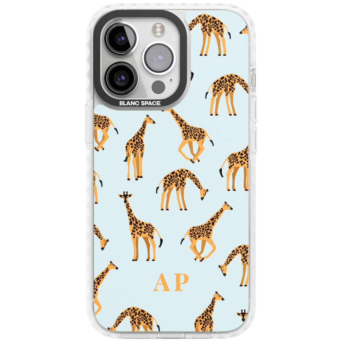 Personalised Safari Giraffe iPhone 13 Pro / iPhone 13 Pro Max / iPhone 14 Pro / iPhone 14 Pro Max / iPhone 15 Pro / iPhone 15 Pro Max Impact Pro Clear Phone Case front