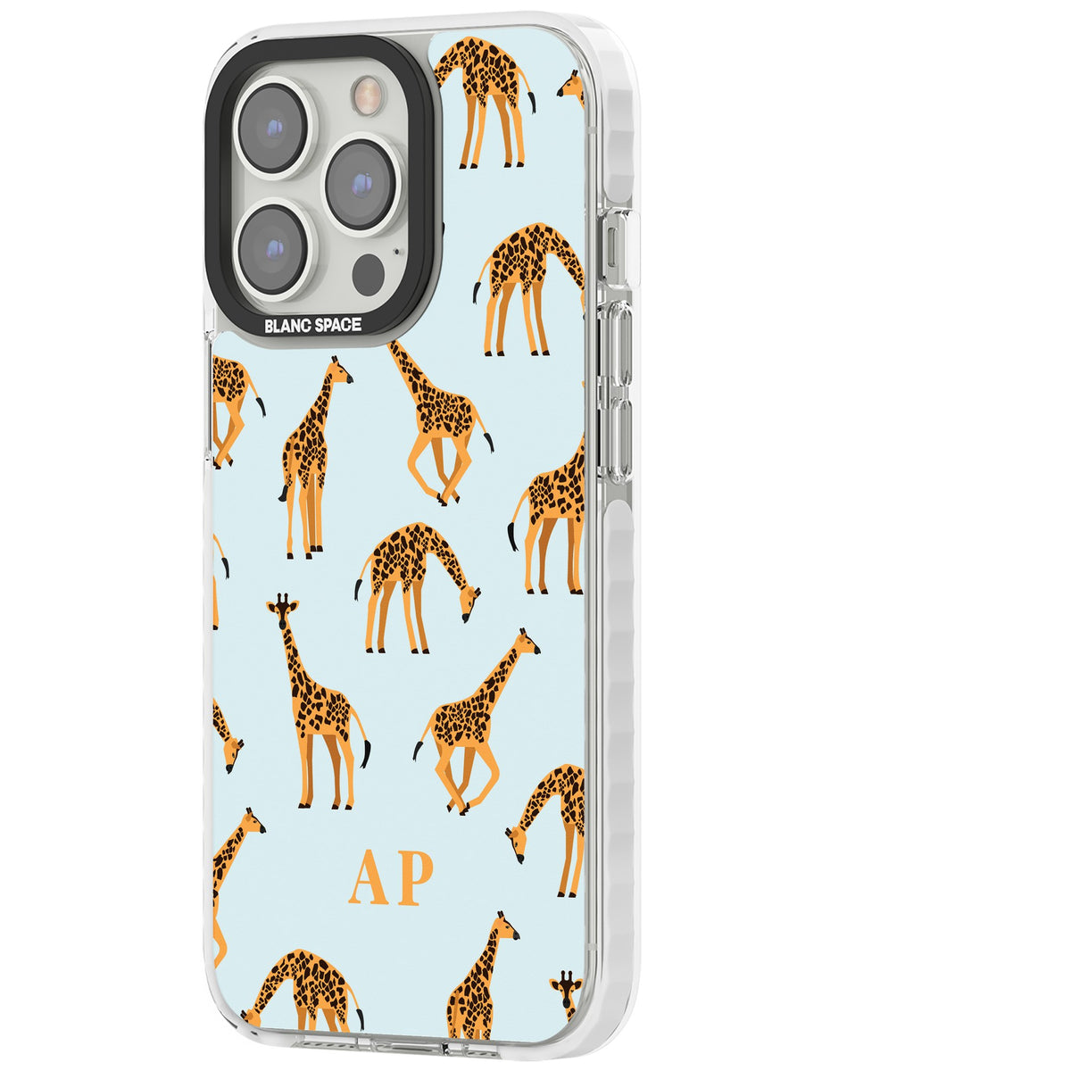 Personalised Safari Giraffe iPhone 13 Pro / iPhone 13 Pro Max / iPhone 14 Pro / iPhone 14 Pro Max / iPhone 15 Pro / iPhone 15 Pro Max Impact Pro Clear Phone Case side
