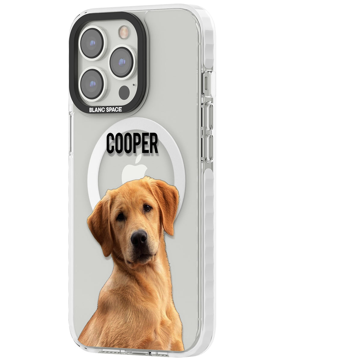 Personalised Pet Cutout & Name iPhone 13 Pro / iPhone 13 Pro Max / iPhone 14 Pro / iPhone 14 Pro Max / iPhone 15 Pro / iPhone 15 Pro Max Impact Pro Clear Phone Case side