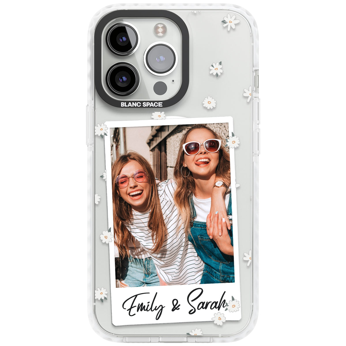Personalised Daisy Polaroid iPhone 13 Pro / iPhone 13 Pro Max / iPhone 14 Pro / iPhone 14 Pro Max / iPhone 15 Pro / iPhone 15 Pro Max Impact Pro Clear Phone Case front