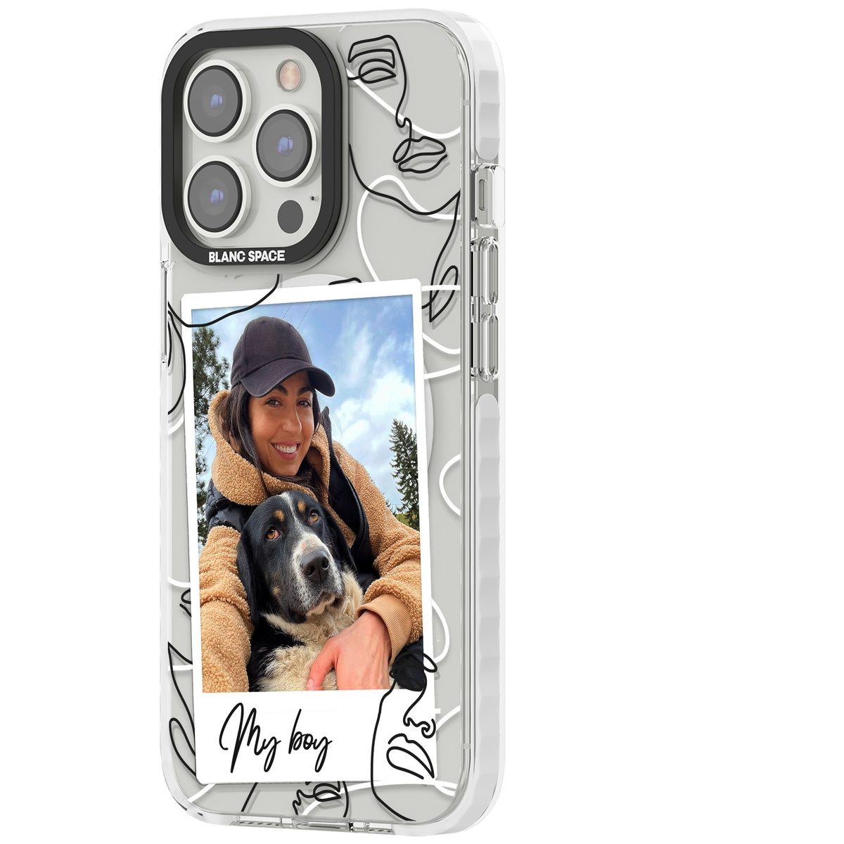 Personalised Abstract Faces Instant Photo iPhone 13 Pro / iPhone 13 Pro Max / iPhone 14 Pro / iPhone 14 Pro Max / iPhone 15 Pro / iPhone 15 Pro Max Impact Pro Clear Phone Case side