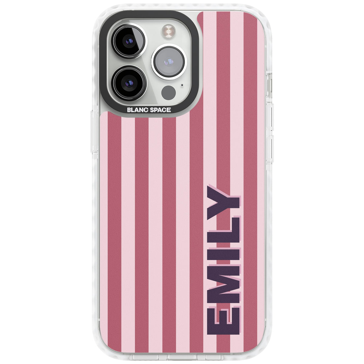 Personalised Victoria Stripe iPhone 13 Pro / iPhone 13 Pro Max / iPhone 14 Pro / iPhone 14 Pro Max / iPhone 15 Pro / iPhone 15 Pro Max Impact Pro Clear Phone Case front