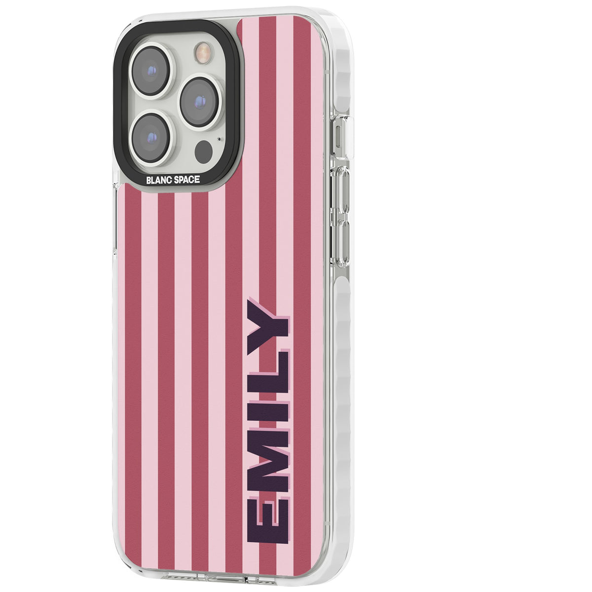 Personalised Victoria Stripe iPhone 13 Pro / iPhone 13 Pro Max / iPhone 14 Pro / iPhone 14 Pro Max / iPhone 15 Pro / iPhone 15 Pro Max Impact Pro Clear Phone Case side