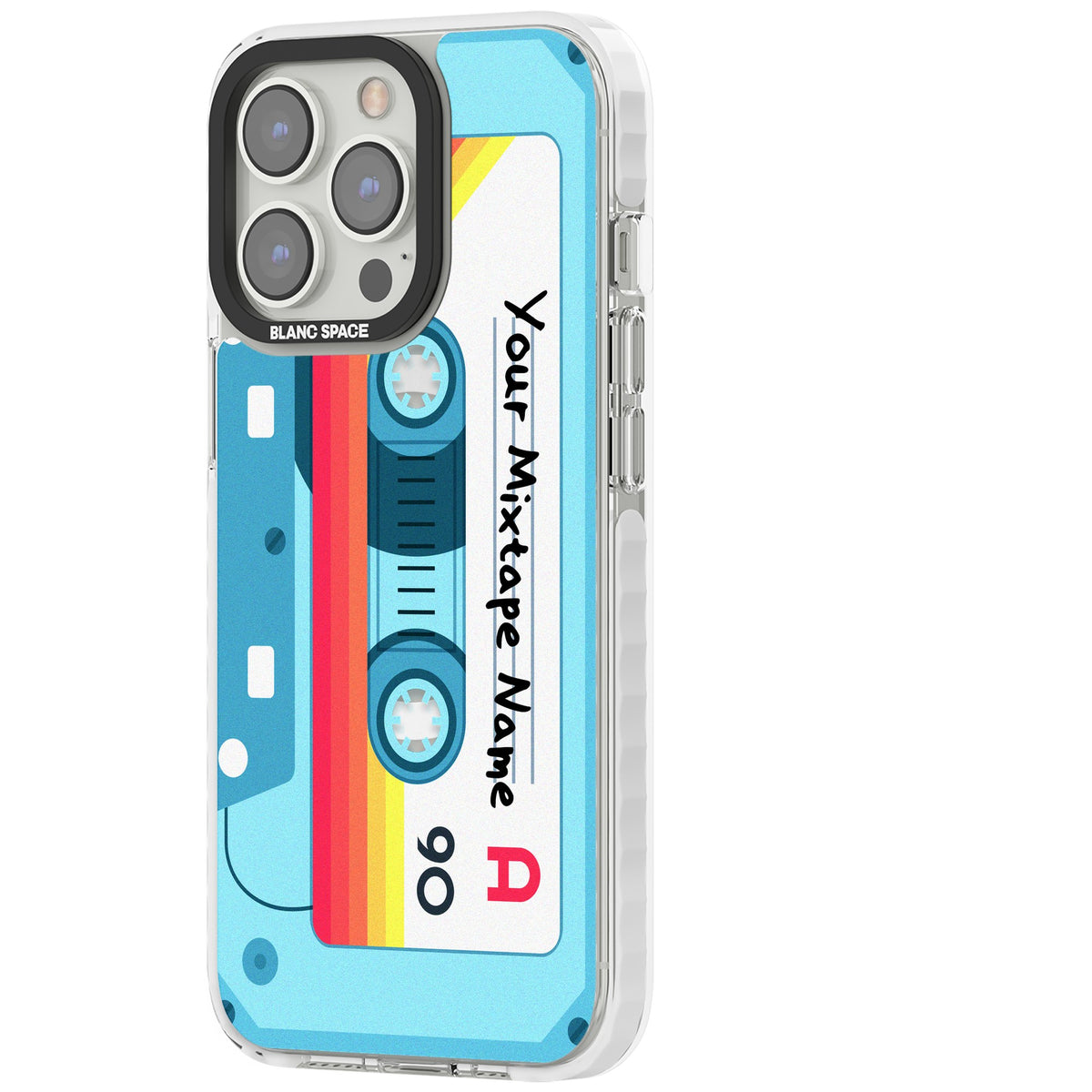 Personalised Retro Mixtape Sporty iPhone 13 Pro / iPhone 13 Pro Max / iPhone 14 Pro / iPhone 14 Pro Max / iPhone 15 Pro / iPhone 15 Pro Max Impact Pro Clear Phone Case side