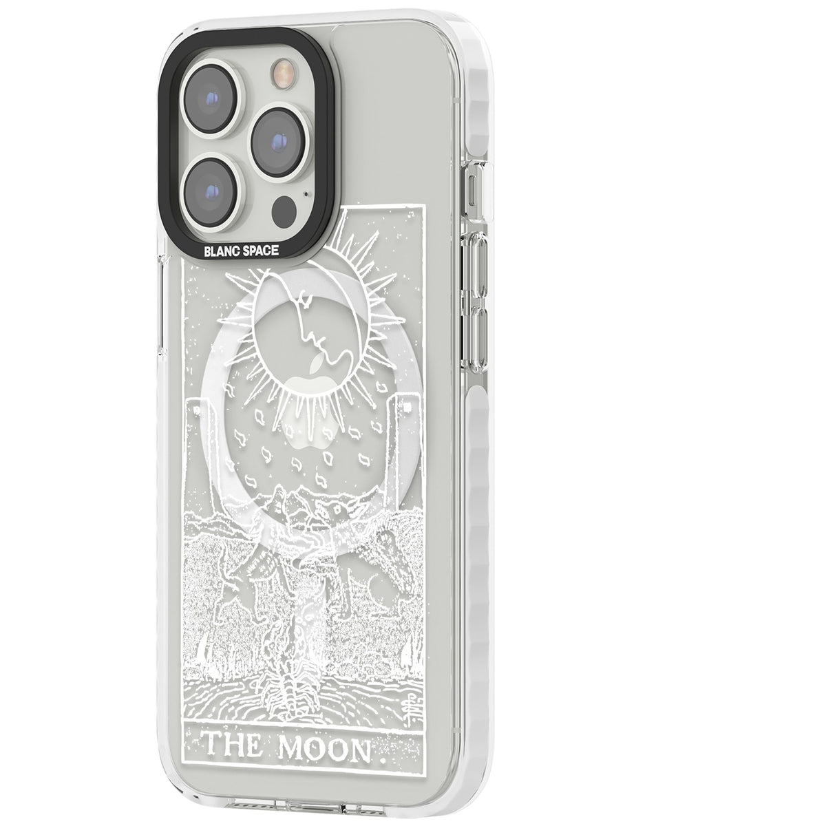 Personalised The Moon Tarot Card (White) iPhone 13 Pro / iPhone 13 Pro Max / iPhone 14 Pro / iPhone 14 Pro Max / iPhone 15 Pro / iPhone 15 Pro Max Impact Pro Clear Phone Case side
