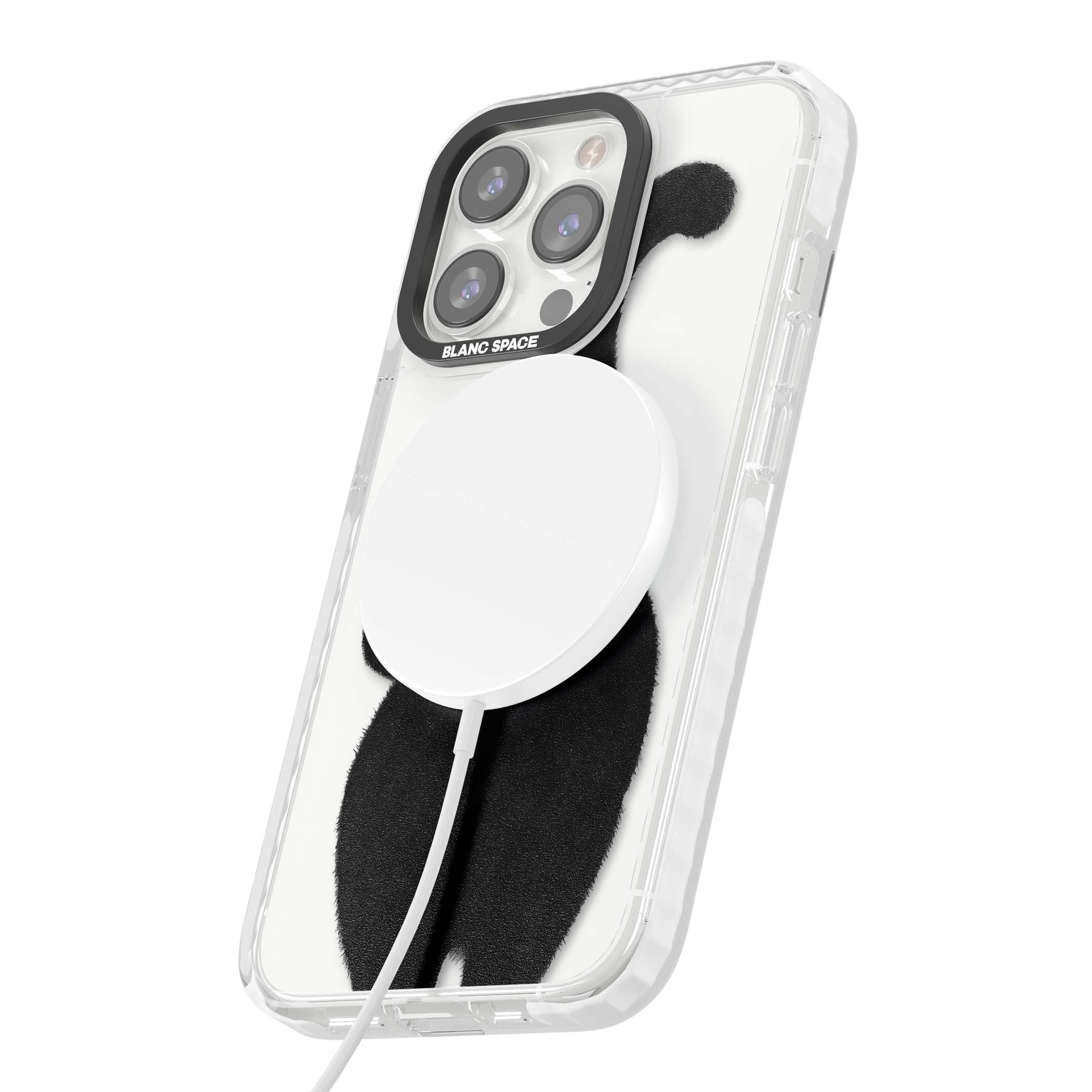 The Cat's Kiss cute cat iPhone case featuring a hand-painted tuxedo kitty with green eyes and a pink heart on a clear  | Impact Magsafe case for iPhone 13 Pro, iPhone 14 Pro, iPhone 15 Pro