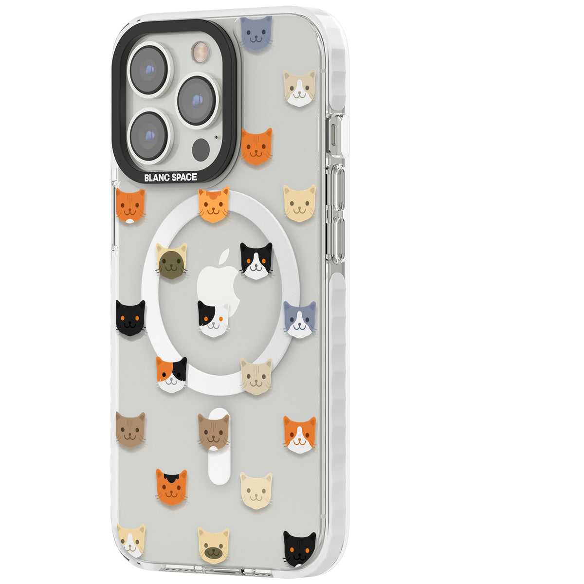 Cute Cat Face Transparent iPhone 13 Pro / iPhone 13 Pro Max / iPhone 14 Pro / iPhone 14 Pro Max / iPhone 15 Pro / iPhone 15 Pro Max Impact Pro Clear Phone Case side