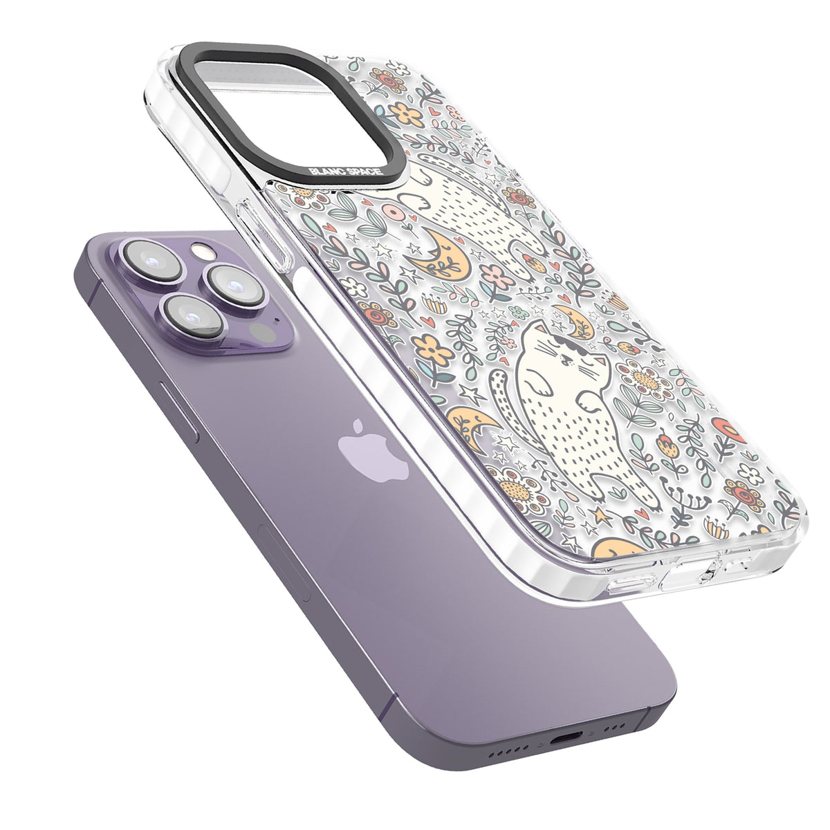 Whisker Dreams iPhone 13 Pro / iPhone 13 Pro Max / iPhone 14 Pro / iPhone 14 Pro Max / iPhone 15 Pro / iPhone 15 Pro Max Impact Pro Clear Phone Case angled