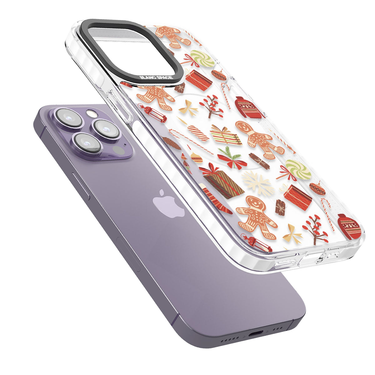 Christmas Assortments iPhone 13 Pro / iPhone 13 Pro Max / iPhone 14 Pro / iPhone 14 Pro Max / iPhone 15 Pro / iPhone 15 Pro Max Impact Pro Clear Phone Case angled