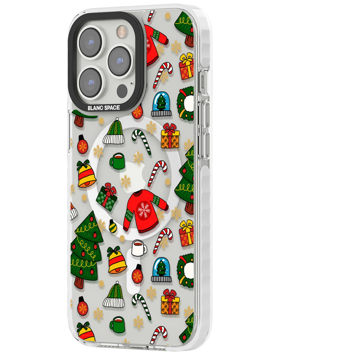 Holiday Medley iPhone 13 Pro / iPhone 13 Pro Max / iPhone 14 Pro / iPhone 14 Pro Max / iPhone 15 Pro / iPhone 15 Pro Max Impact Pro Clear Phone Case side