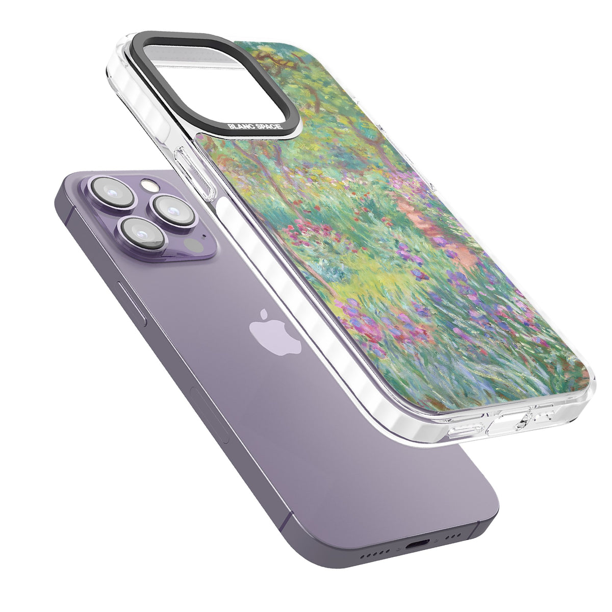 Garden in Giverny iPhone 13 Pro / iPhone 13 Pro Max / iPhone 14 Pro / iPhone 14 Pro Max / iPhone 15 Pro / iPhone 15 Pro Max Impact Pro Clear Phone Case angled