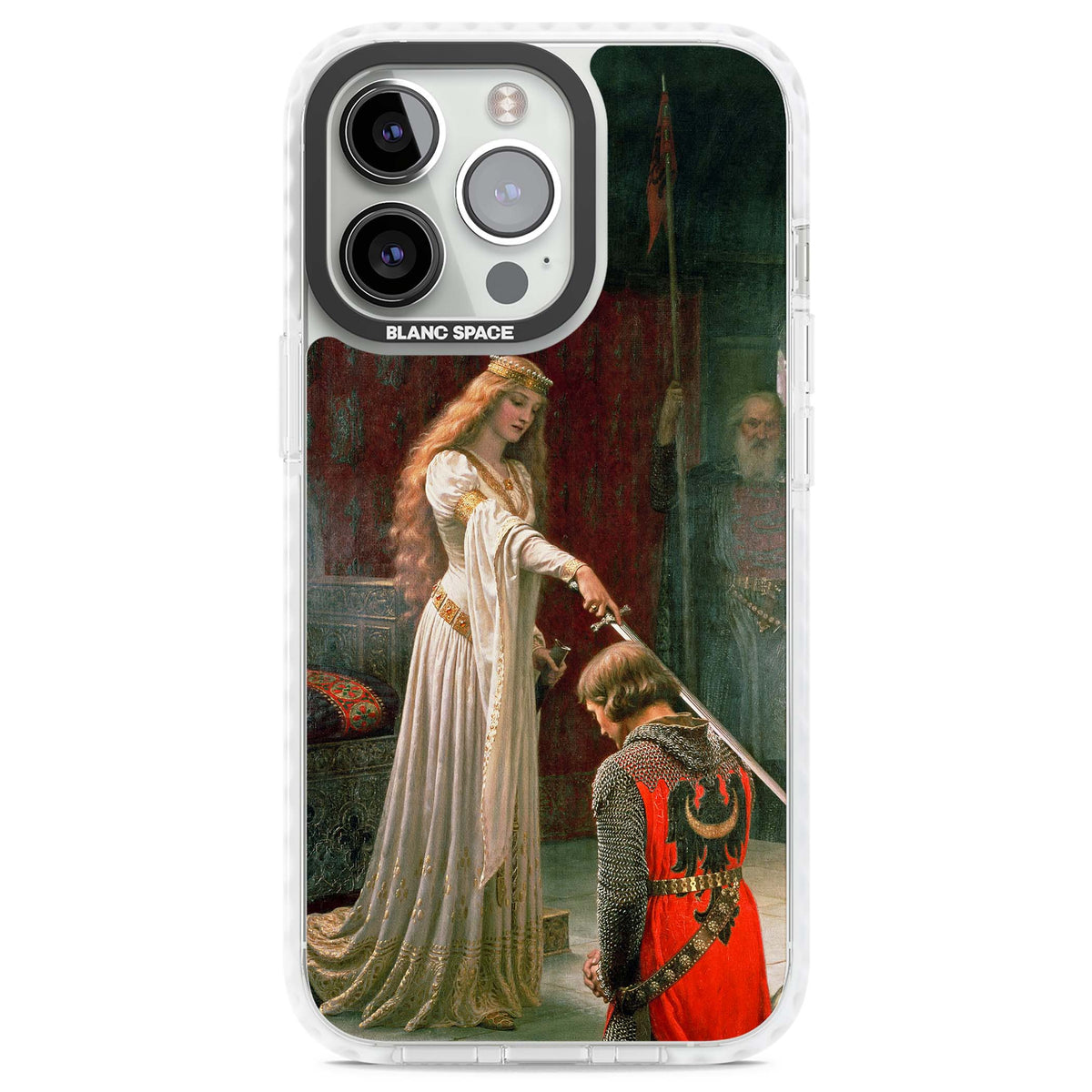 The Accolade renaissance art iPhone case featuring Edmund Blair Leighton's painting of a queen knighting a kneeling knight | Impact Magsafe case for iPhone 13 Pro, iPhone 14 Pro, iPhone 15 Pro