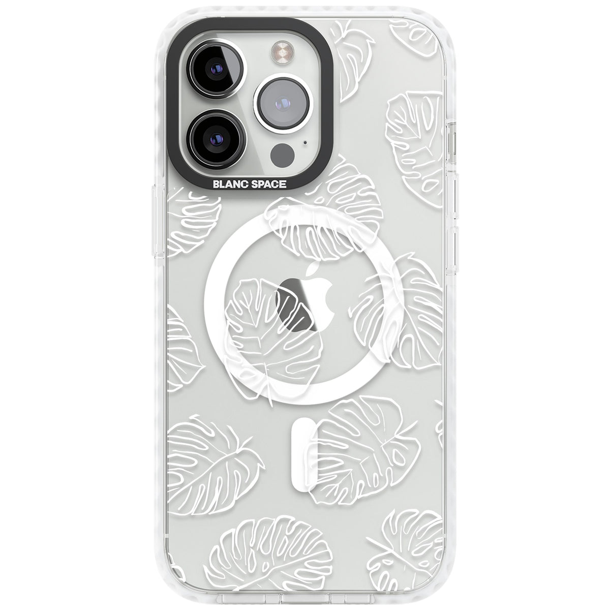 Monstera Outline iPhone 13 Pro / iPhone 13 Pro Max / iPhone 14 Pro / iPhone 14 Pro Max / iPhone 15 Pro / iPhone 15 Pro Max Impact Pro Clear Phone Case front