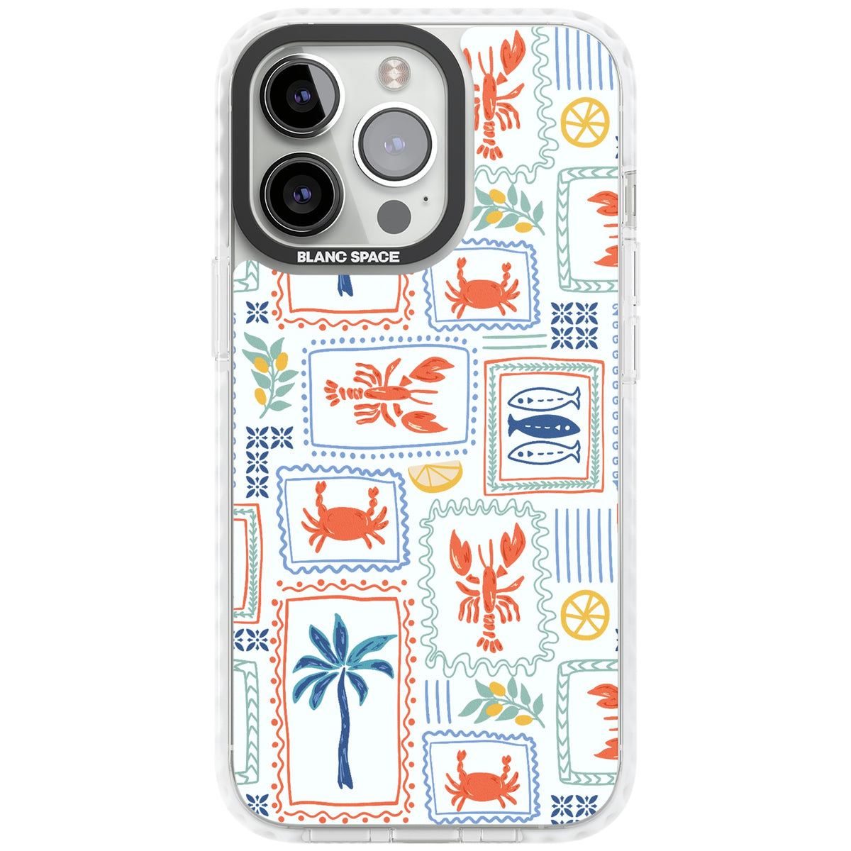 Seaside Stamps iPhone 13 Pro / iPhone 13 Pro Max / iPhone 14 Pro / iPhone 14 Pro Max / iPhone 15 Pro / iPhone 15 Pro Max Impact Pro Clear Phone Case front