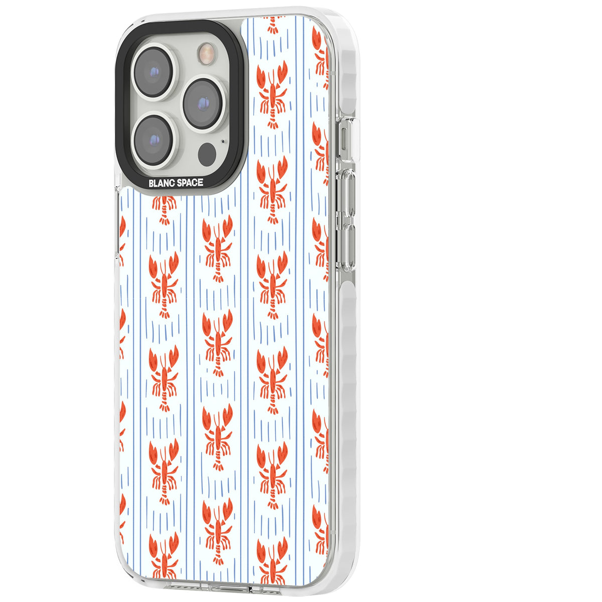 Lobster Stripes iPhone 13 Pro / iPhone 13 Pro Max / iPhone 14 Pro / iPhone 14 Pro Max / iPhone 15 Pro / iPhone 15 Pro Max Impact Pro Clear Phone Case side