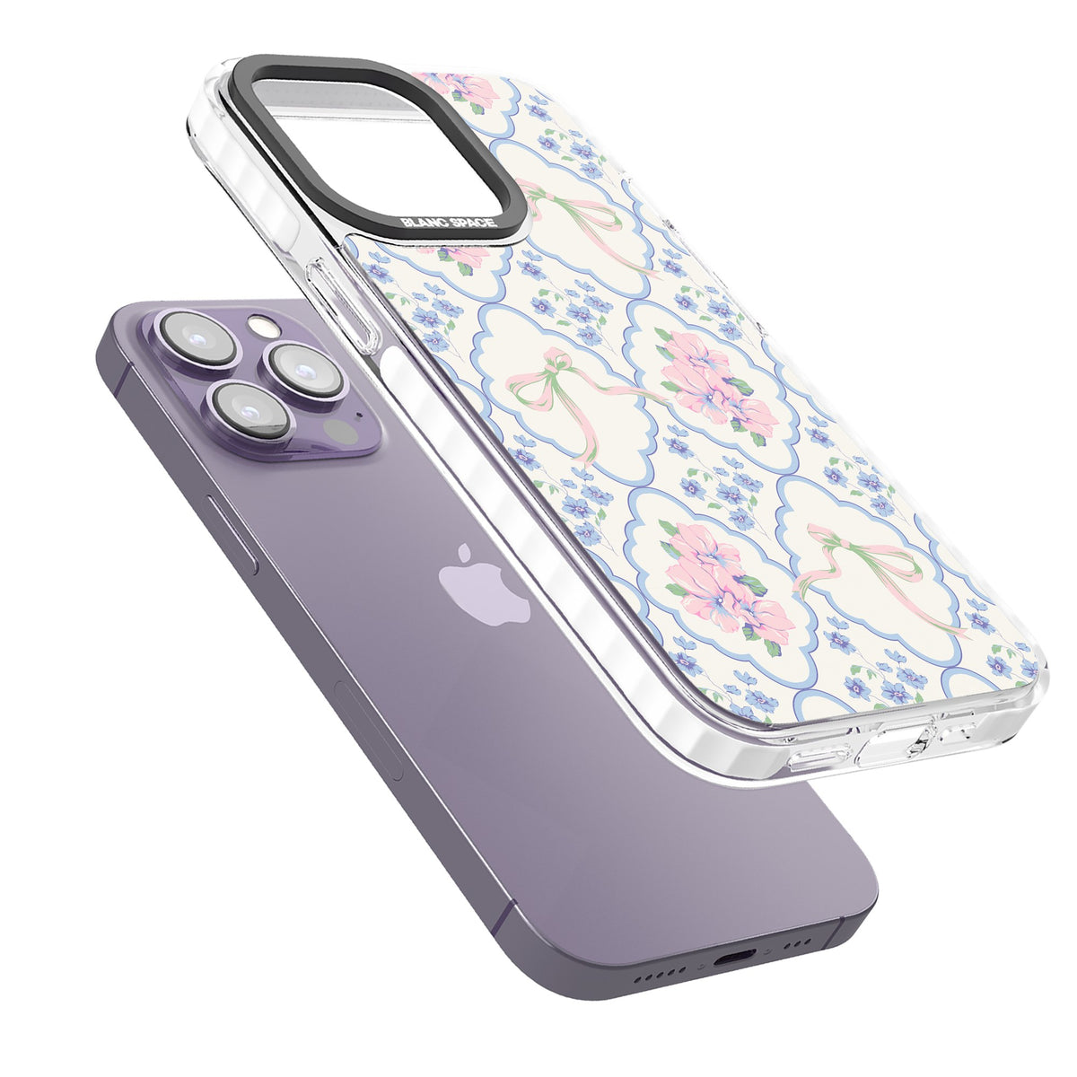 Ribbon Lattice iPhone 13 Pro / iPhone 13 Pro Max / iPhone 14 Pro / iPhone 14 Pro Max / iPhone 15 Pro / iPhone 15 Pro Max Impact Pro Clear Phone Case angled