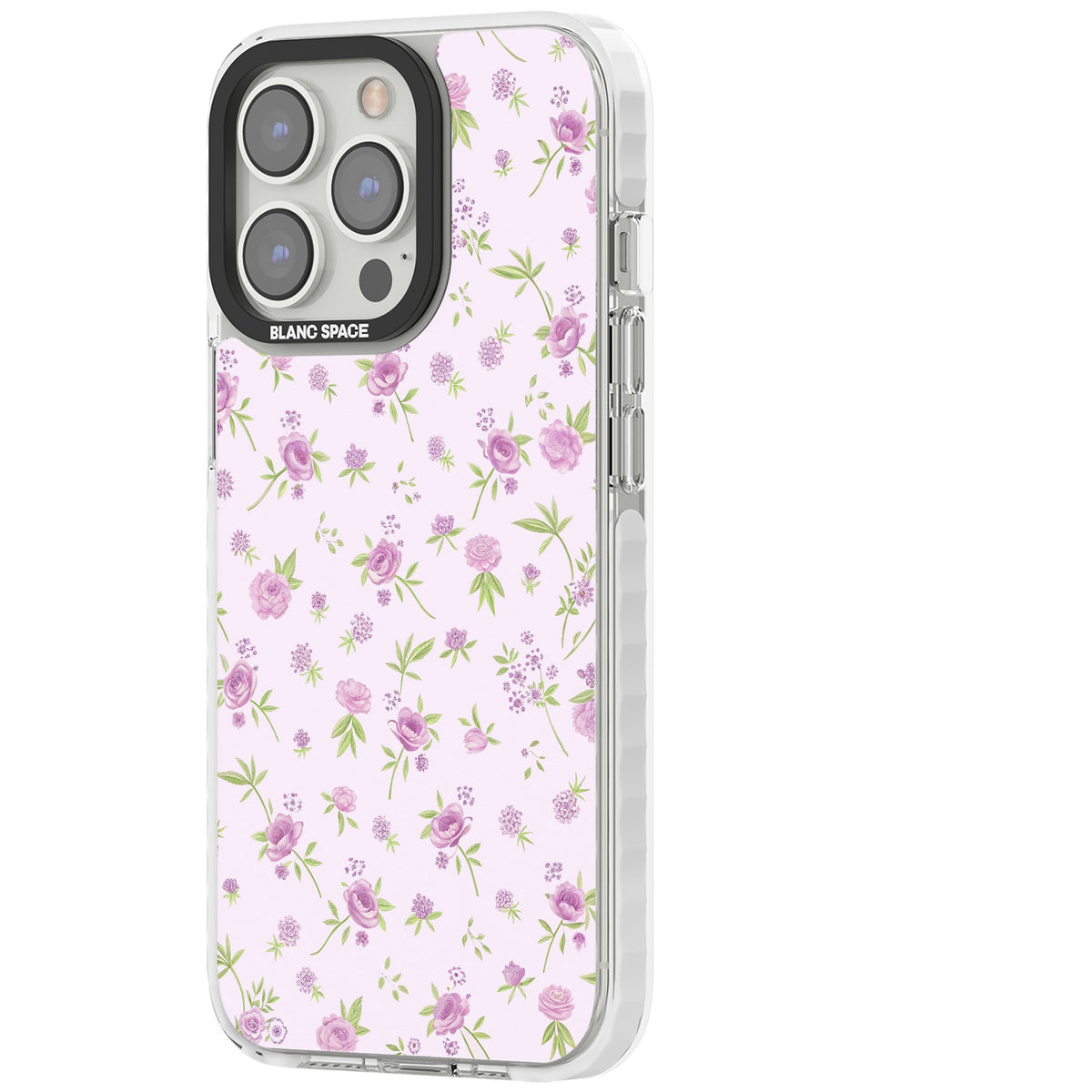 Pink Peonies iPhone 13 Pro / iPhone 13 Pro Max / iPhone 14 Pro / iPhone 14 Pro Max / iPhone 15 Pro / iPhone 15 Pro Max Impact Pro Clear Phone Case side
