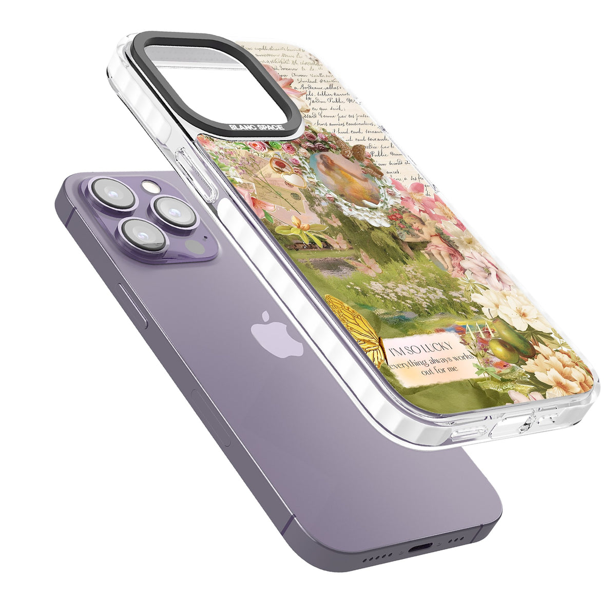 Nature in Pink iPhone 13 Pro / iPhone 13 Pro Max / iPhone 14 Pro / iPhone 14 Pro Max / iPhone 15 Pro / iPhone 15 Pro Max Impact Pro Clear Phone Case angled