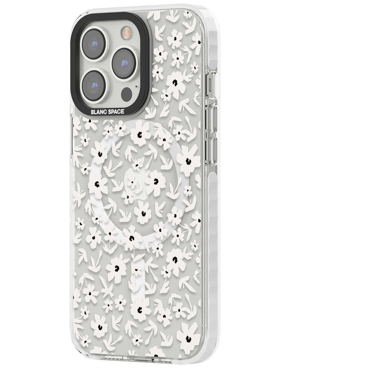 Snow Petals iPhone 13 Pro / iPhone 13 Pro Max / iPhone 14 Pro / iPhone 14 Pro Max / iPhone 15 Pro / iPhone 15 Pro Max Impact Pro Clear Phone Case side