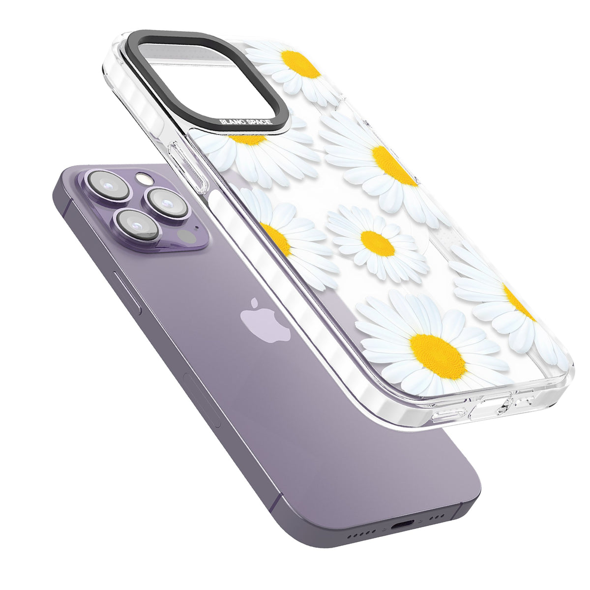 Summer Daisy iPhone 13 Pro / iPhone 13 Pro Max / iPhone 14 Pro / iPhone 14 Pro Max / iPhone 15 Pro / iPhone 15 Pro Max Impact Pro Clear Phone Case angled